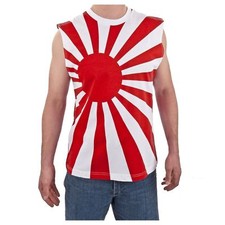 Adult Men's 80s Japan Flag RISING SUN Kamikaze Sleeveless Costume Tank Top Shirt picture