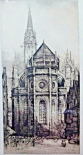 EDWARD  SHARLAND ETCHING SOUTH APSE  PARISH CHURCH  ST PIERRE  CAEN,  FRANCE picture