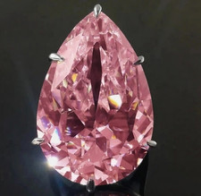925 Silver, Pink Diamond Solitaire Ring, HUGE & RARE 33 Ct Certified Treated picture