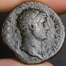 Emperor Hadrian Dupondius 128AD Ancient Roman Empire Bronze AE Coin Salus picture