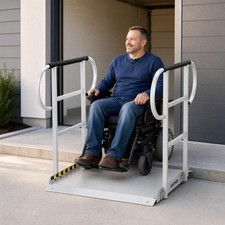Handicap Ramp 3/5 FT Aluminum Handrails Heavy Duty Wheelchair 1200 LBS picture