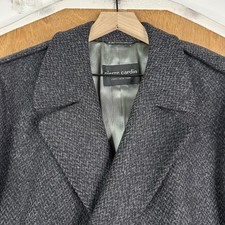 VTG Pierre Cardin Overcoat Mens 40 Gray Tweed Double Breasted Topcoat Bespoke picture