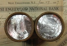 $10 Peace & Morgan Silver Dollar GEM BU Roll of 10 Coins Original Collection PQ picture