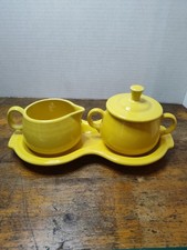 Fiestaware Yellow Sugar & Creamer Set With Tray  picture