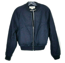 O'2nd Jacket 6 Black Honeycomb Textured Knit Moto Full Zip Designer Bomber picture