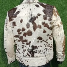 New Men's cowhide leather jacket Natural Hairy Skin Leather Jacket Original picture