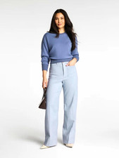 SPANX Supersmooth Twill Wide-Leg Pants Patch Pockets Himalayan Cloud XS Tall picture