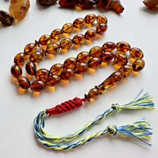 Natural Baltic Amber 18g. Islamic Prayer Rosary Olive 33 Beads Tasbih Misbaha picture