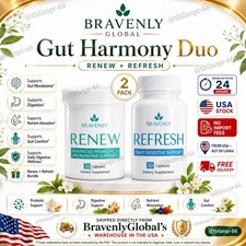 Bravenly Renew + Refresh Gut Harmony Duo Probiotic Digestive Support 30 Capsules picture