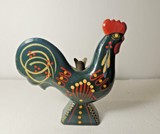 Vintage Swedish Dala Rooster Candle Holder Hand Painted Sweden Folk Art picture
