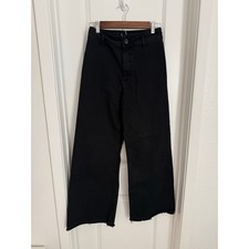 Zara Marine Pant High Waisted Wide Leg Black Pants Size 6 picture