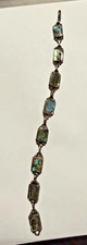 Vintage Signed Taxco Mexican Sterling Silver Abalone Link Bracelet picture