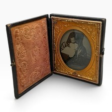 Ambrotype Baby in Carriage Stroller 3x3.5