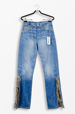 Samaria Leah x Levi's 501 Womens Blue Straight Jeans W27 Frayed Hem Custom picture