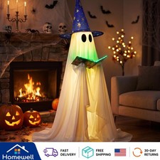 Enchanting 53-Inch Halloween Ghost Decoration with Witch Hat & Spellbook picture