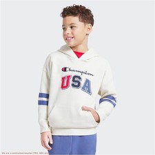 Champion Boys' Oversized Fleece Hoodie - Cream L *SEE DEAL* picture