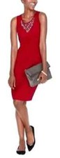 Garnet Hill Red Ponte Sheath Dress Jeweled Beaded Neck Wedding Guest Size 6 NWT picture