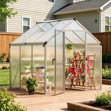 6x6ft Walk-in Greenhouse Metal Frame PC Panel Roof Vent Lockable Plant Gardening picture