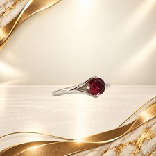 Vintage ArtCarved 14K White Gold Red Garnet Ring Size 6.5 2.43g Signed picture