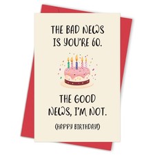 Funny 60th Birthday Card for Him Her, 60th Birthday Gift for Women Men, Happy 60 picture