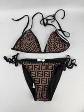 Fendi Brown Womens FF Monogram Triangle Bikini Set Size M picture