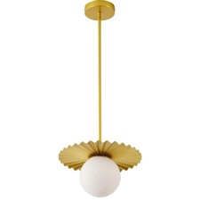 Mid Century Milk Glass Globe Pendant Light Fixture Vintage Hanging Ceiling Lamp picture