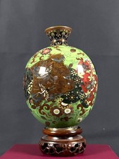 Antique Japanese Meiji Fine Wire Cloisonné Vase Rounded Form 6” picture