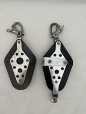 Vintage Nicro-Fico Fiddle Block Pair w/ Snap Shackles & Becket Sailboat Rigging picture
