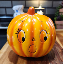 Vtg 1987 Holland Floral Anthropomorphic Ceramic Pumpkin Planter Halloween JOL picture