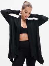 Athleta $89 Pranayama Restore Rib Wrap Open Front Cardigan Black Size XS New picture