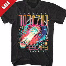 Journey Escape 1981 Tour Shirt Vintage Rock Band Tee Mens Black Graphic T Shirt picture