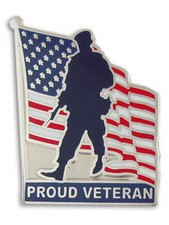 PinMart's Proud Veteran American Flag Military Patriotic Enamel Lapel Pin picture