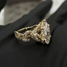 4.25 Ct IGI Marquise F/VS1 Lab Grown Diamond Women Wedding Ring 14K Yellow Gold picture