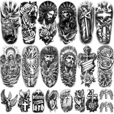 77 Sheets Christian Temporary Tattoo Adult, Religious Jesus 77Christian picture