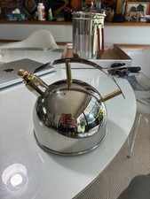 Chantal Stainless Steel Whistling Tea Kettle Brass Accents Vintage 1990s picture