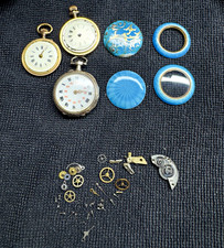 Antique Pocket Watch Lot Argent Doré .800 Silver Guilloché Enamel Parts Repair picture