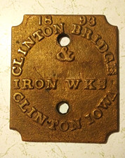 Clinton Bridge Cast Iron Plaque, 1890s Antique Original, Iowa Brown 5 1/2 By 7 1 picture