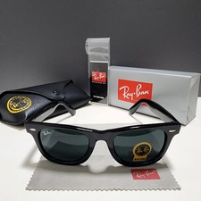 Ray-Ban RB2140 Wayfarer Sunglasses Glossy Black Frame Glass Gray Lens 50 mm New picture