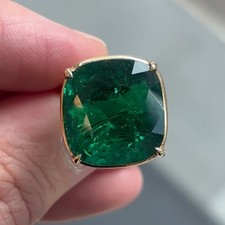 Luxury 5.00 Ct Natural Green Emerald Diamond Wedding Ring Solid 14K Yellow Gold picture