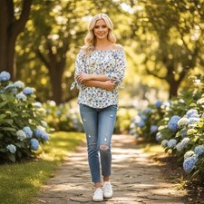 J. MCLAUGHLIN Natasha Tie Sleeve Off Shoulder Floral Top Blouse Summer Small picture