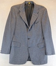 Vintage Chipp NY Cashmere Blazer Sports Dress Coat Gray Houndstooth 43 Long READ picture