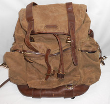 Vintage L.L. Bean Continental Rucksack Backpack Waxed Canvas Leather NICE picture