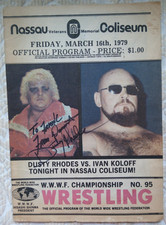 Vintage 1979 WWWF Wrestling Program Nassau Coliseum SIGNED Dusty Rhodes Intact picture