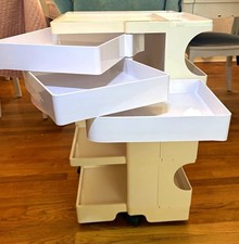 Joe Colombo White Rolling Storage Cart Organizer, 17” Wide, 15” Length, 28” Tall picture