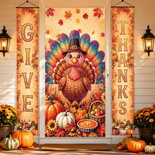Turkey Thanksgiving Decorations Fall Decor Door Banner Outdoor 3 Pcs Set picture