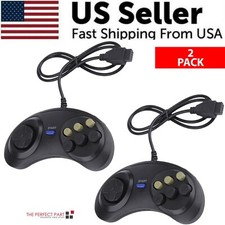 2X 6 Button Game Pad Controller For SEGA Genesis Black Old School Classic New picture