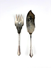 Antique German 800 Solid Silver Fish Serving Set Knife & Fork Jugendstil 200g picture