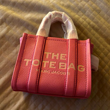 Marc Jacobs The Tote Bag Mini Pink Tote w/ Top Handle, Detachable Strap, Gold picture