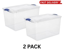 (Pack of 2) Stackable Plastic Tote Box Storage Containers Bin 66 Quart, Storage picture