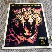 Social Distortion Obey Born To Kill Screen Print Signed Shepard Fairey Mike Ness picture